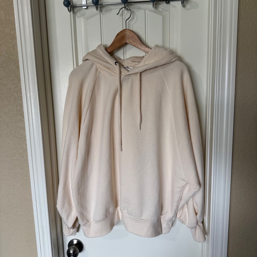 Zenana Hoodie Women XL Cream Excellent Oversized Raglan Soft Knit OT-4520C5 - Picture 2 of 7